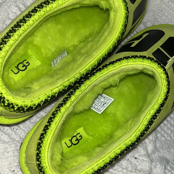 UGG Tasman Slippers NEW with tag neon green slip on plush wool blend Mens - Picture 3 of 4